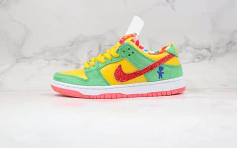 耐克Nike Dunk Low Pro公司级版本低帮SB板鞋卡通小人涂鸦黄绿红色原纸板开发版型 货号：BQ6817-116