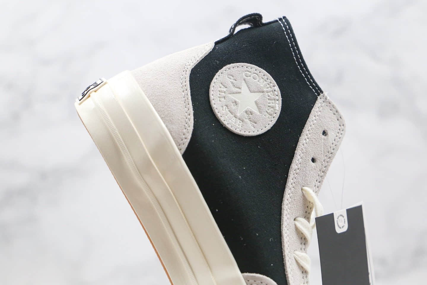 匡威Converse Chuck 1970s Hi Obsidian公司级版本平替FOG帆布拼接麂皮解构板鞋黑色原楦开发 货号：168606C