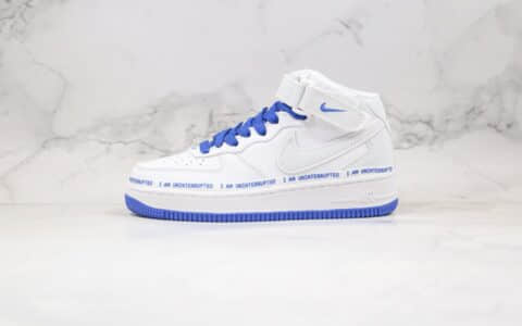 耐克Uninterrupted x Nike Air Force 1 “MORE THAN”公司级版本詹姆斯联名款空军一号休闲运动板鞋字母签名涂鸦白蓝色内置气垫 货号：CT1206-600