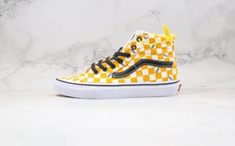 万斯Vans SK8-HI公司级版本高帮板鞋字母印花棋盘格黄色原档案数据开发 货号：VN0A4U3CWYT