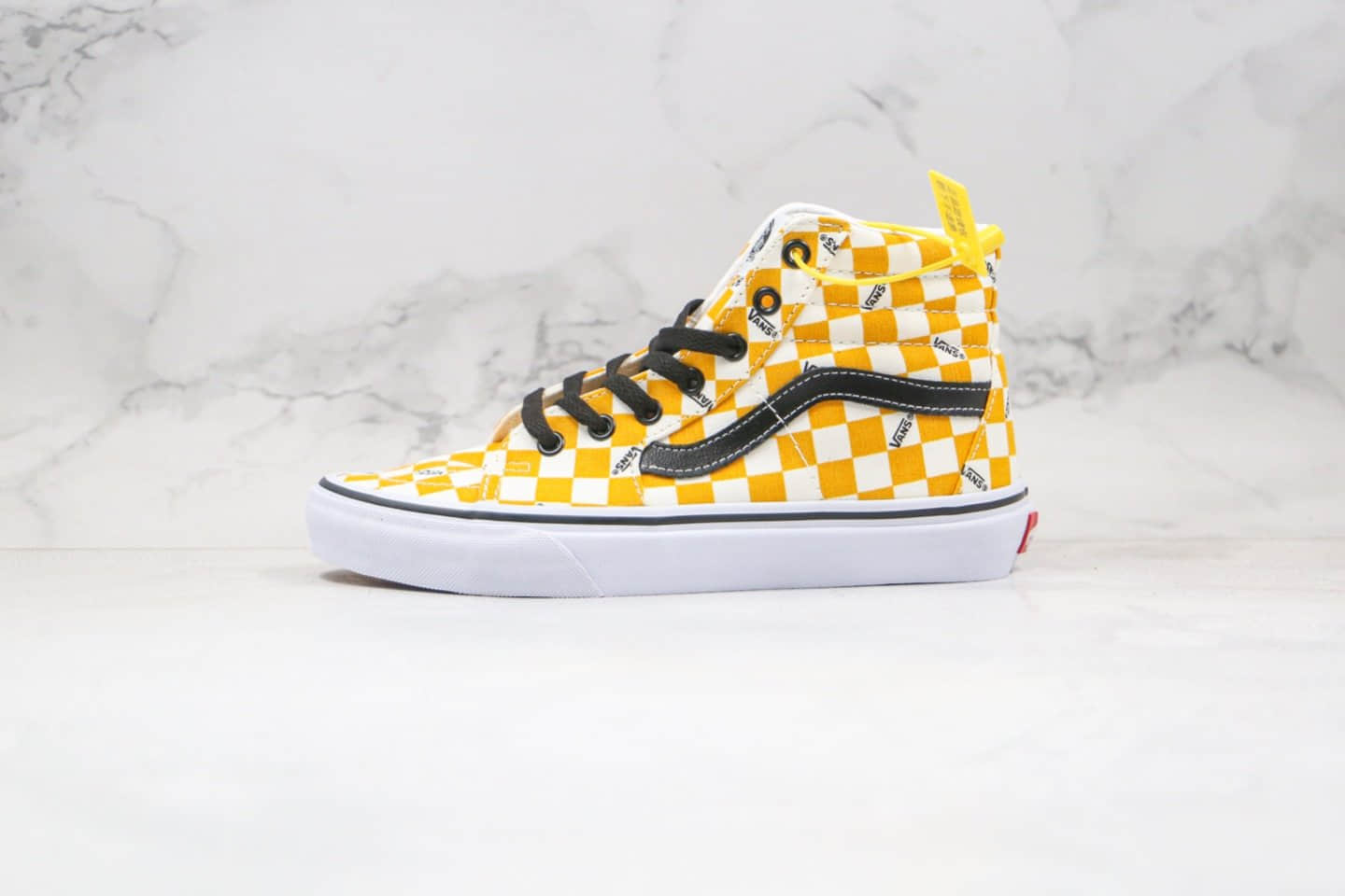 万斯Vans SK8-HI公司级版本高帮板鞋字母印花棋盘格黄色原档案数据开发 货号：VN0A4U3CWYT