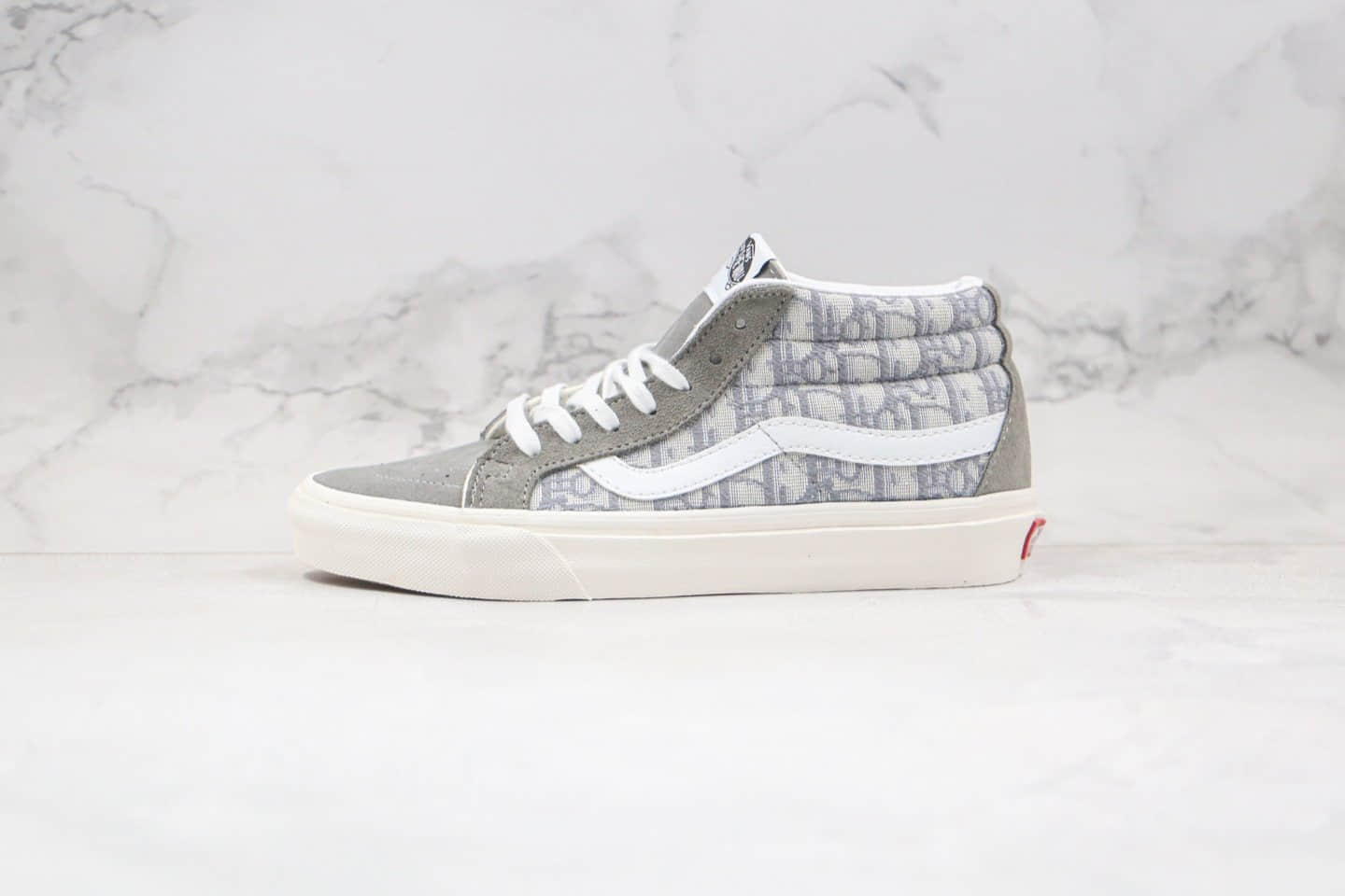 万斯Dior x Vans Sk8-Mid迪奥联名款公司级版本中帮岩石灰刺绣硫化板鞋原盒原标原楦头纸板打造