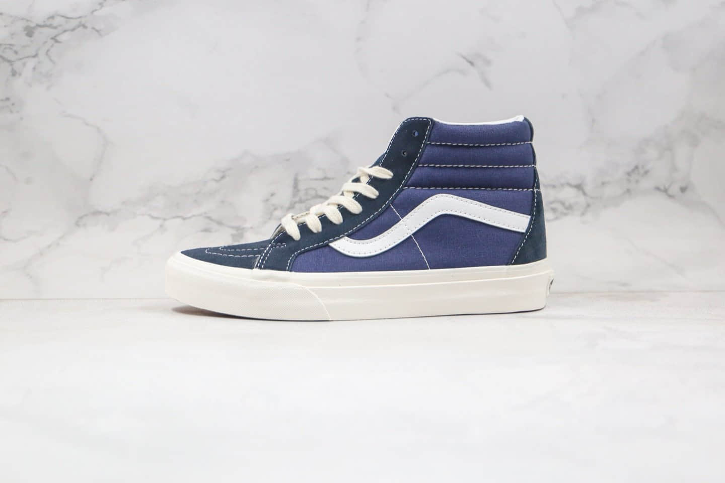 万斯Vans Sk8-Hi LX公司级版本高帮复古蓝色Vault支线帆布鞋原档案数据开发原厂硫化大底