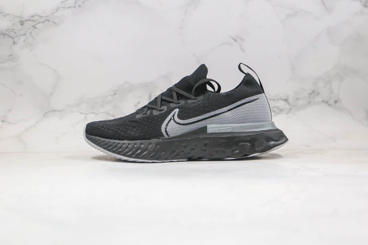 耐克Nike Epic React Flyknit纯原版本瑞亚编织超轻缓震跑步鞋黑灰色原纸板开发楦型 货号：CD4371-001