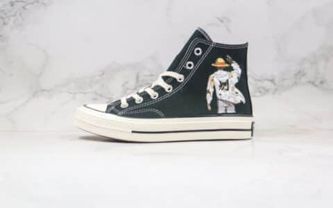 匡威Converse Chuck 70S公司级版本高帮海贼王3.0路飞背影卡通漫画印花图案黑色帆布鞋原长硫化大底 货号：167353C