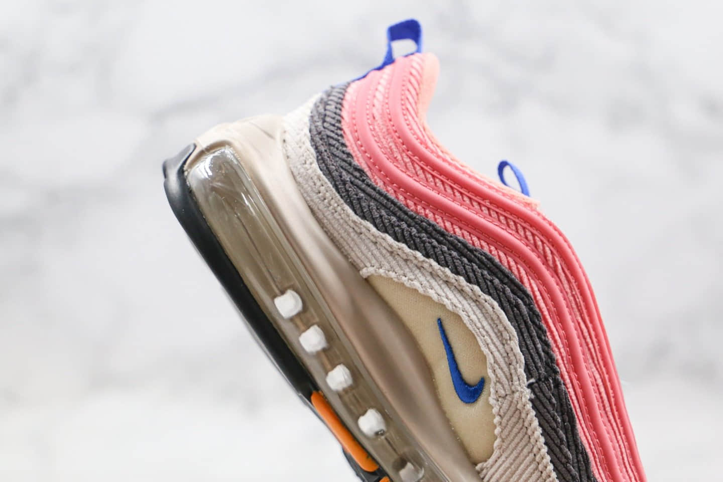 耐克Nike Air Max 97纯原版本子弹气垫鞋Max97灯芯绒款粉色内置真小潘气垫 货号：CQ7512-046