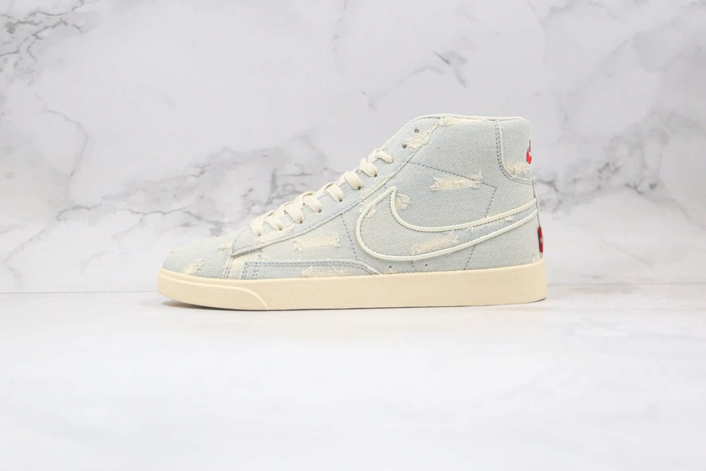 耐克NIKE W BLAZER MID QS HH x LEVI'S纯原版本李维斯联名款中帮开拓者水洗丹宁做旧板鞋原鞋开模一比一打造 货号：AV9375-007