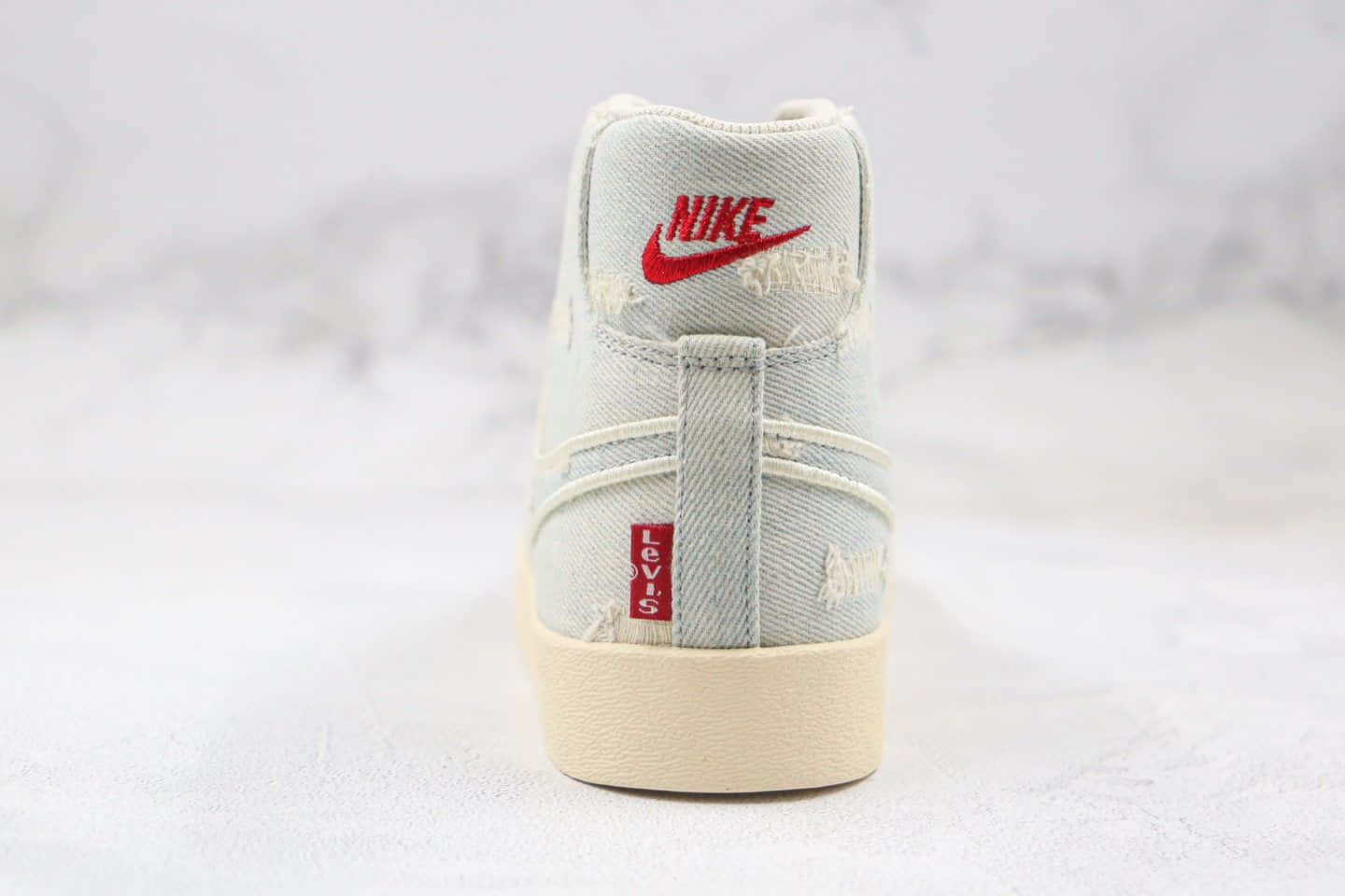 耐克NIKE W BLAZER MID QS HH x LEVI'S纯原版本李维斯联名款中帮开拓者水洗丹宁做旧板鞋原鞋开模一比一打造 货号：AV9375-007