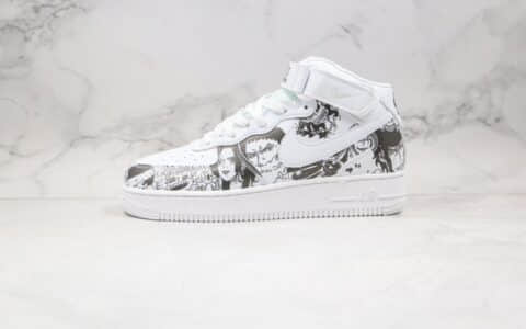 耐克Nike Air Force 1 mid纯原版本中帮空军一号海贼王卡通涂鸦二次元配色内置全掌Sole气垫 货号：AQ8020-100