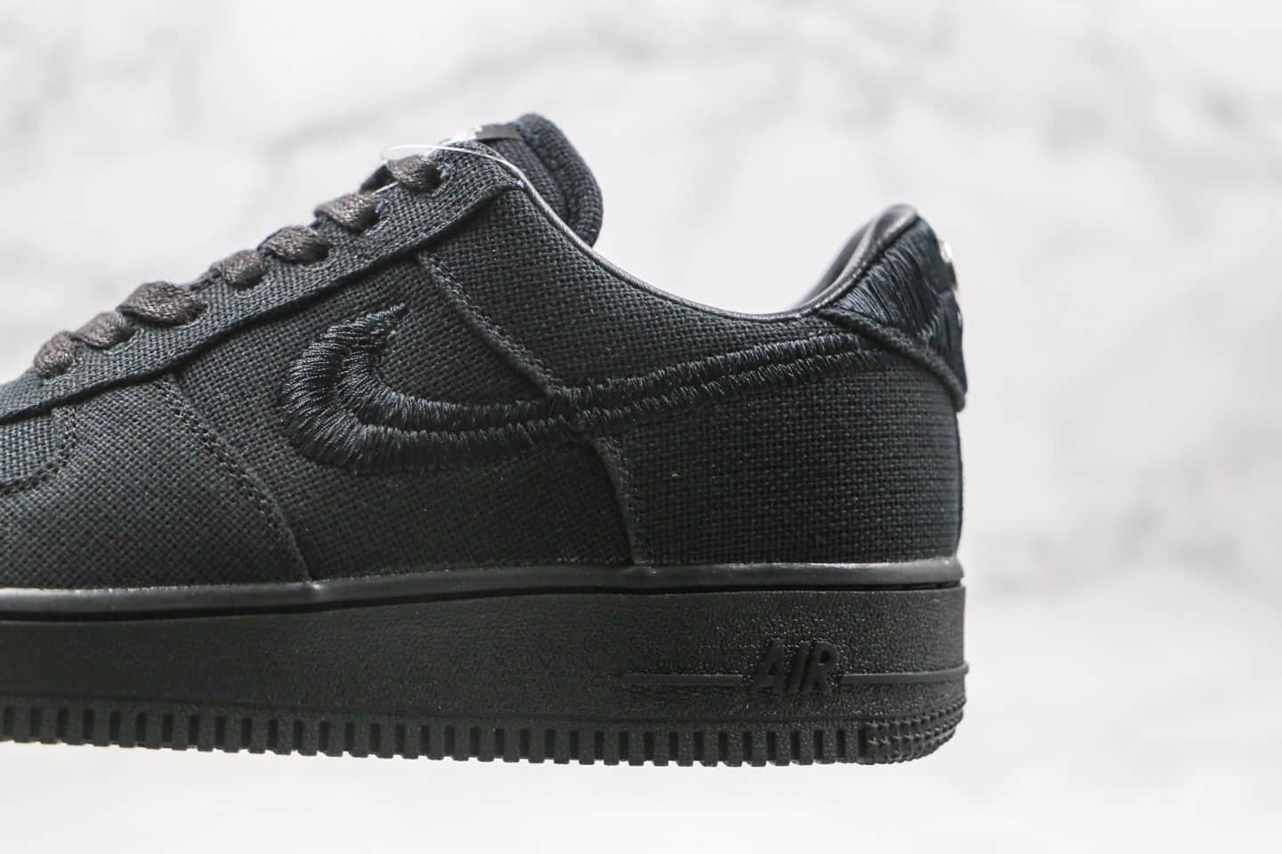 耐克Nike Air Force 1 Low Black Cool x Stussy斯图西联名款纯原版本低帮空军一号麻布黑色板鞋内置气垫原盒原标 货号：CZ9084-001