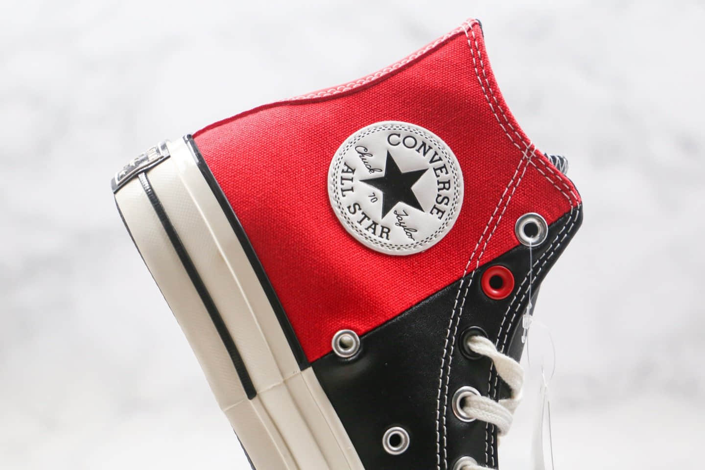 匡威Converse Restructured Chuck 1970 High Red公司级版本高帮黑红色解构拼接撞色系列硫化鞋原鞋开模一比一打造 货号：168624C