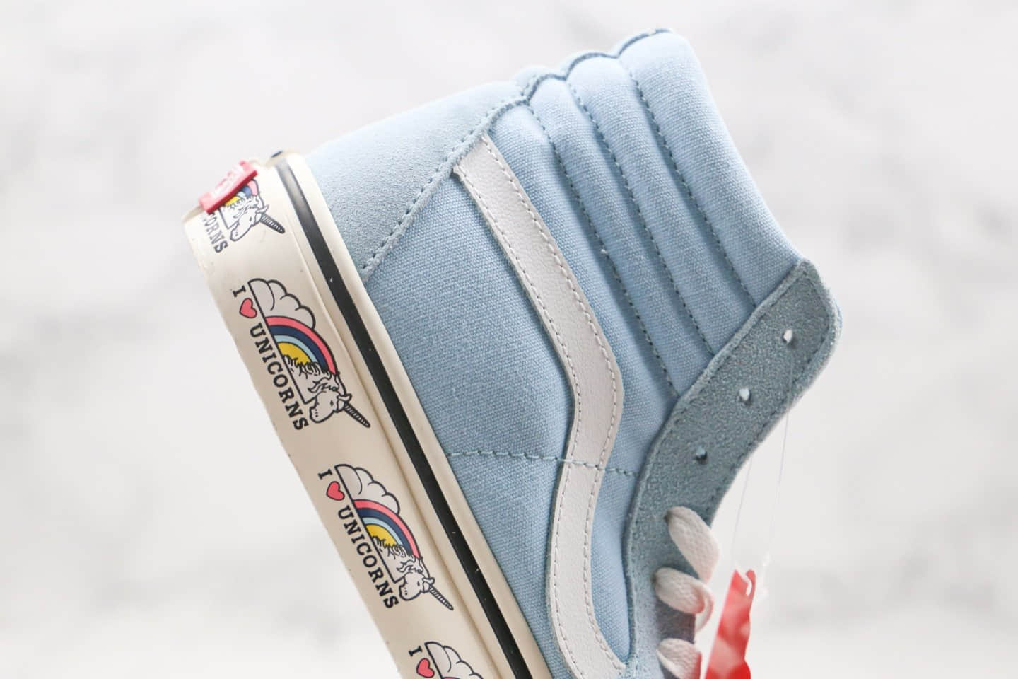 万斯Vans Sk8-Hi Unicorn公司级版本中帮浅蓝色独角兽硫化板鞋原盒原标原档案数据开发