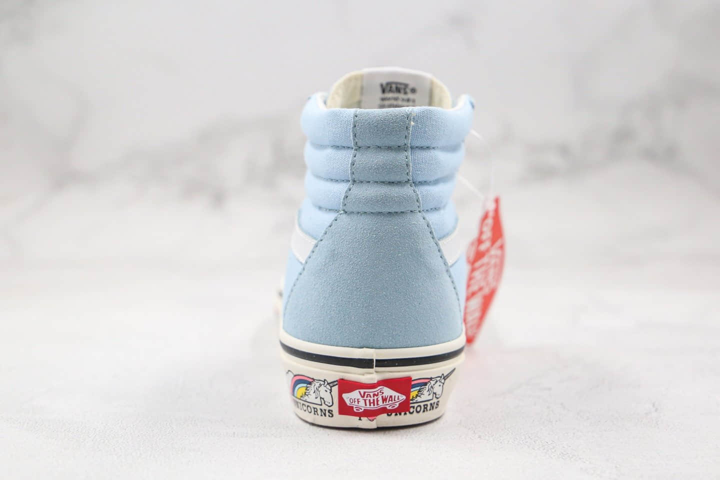 万斯Vans Sk8-Hi Unicorn公司级版本中帮浅蓝色独角兽硫化板鞋原盒原标原档案数据开发