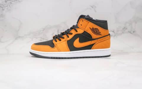 乔丹Air Jordan 1 Mid Wheat纯原版本中帮AJ1砂石小麦黑棕色原盒原标原楦头纸板打造 货号：DB5453-700