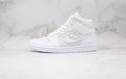 乔丹Air Jordan 1 Mid Quilted White纯原版本中帮AJ1面包菱格雪白香奈儿配色内置气垫原盒原标 货号：DB6078-100