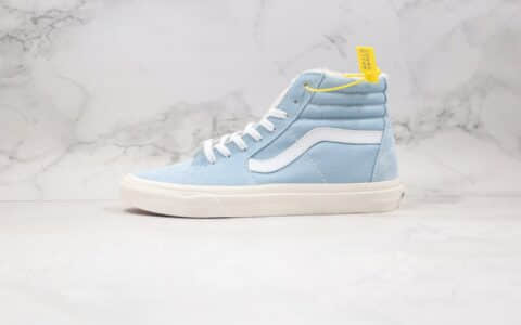 万斯Vans Vault OG SK8-Hi LX公司级版本海外限定高帮加绒帆布鞋浅蓝色原厂硫化大底