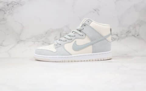 耐克Nike SB Dunk High纯原版本高帮SB休闲板鞋米白灰色内置气垫 货号：BQ6826-101