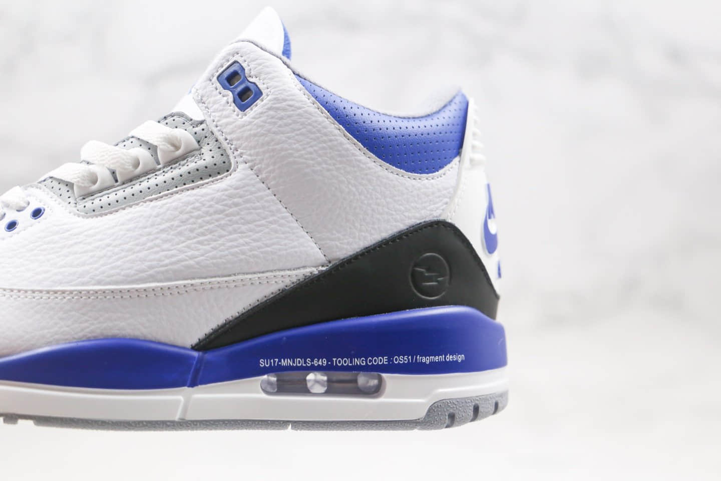 乔丹Fragment x Air Jordan 3 Sample纯原版本藤原浩闪电联名AJ3黑蓝闪电原盒原标 货号：DA3595-111