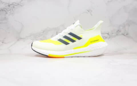 阿迪达斯adidas ultra boost 2021纯原版本爆米花跑鞋UB7.0白黑绿色原厂巴斯夫爆米花大底 货号：FY0377