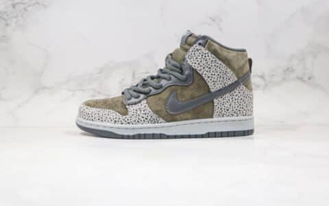 耐克Nike SB Dunk High Dunk纯原版本高帮SB DUNK黑石斑绿色板鞋原鞋开模一比一打造 货号：306968-201