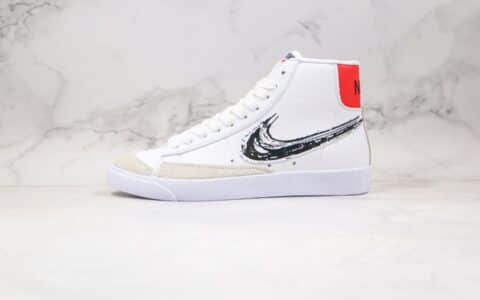 耐克Nike Blazer Mid VNTG 77纯原版本中帮开拓者涂鸦黑勾板鞋内置Zoom气垫 货号：CW7580-110