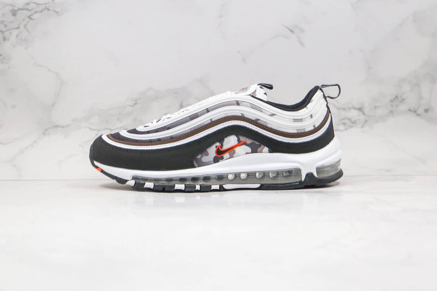 耐克Nike Air Max 97纯原版本子弹气垫鞋Max97黑迷彩格子原楦头纸板打造 货号：DB2017-100