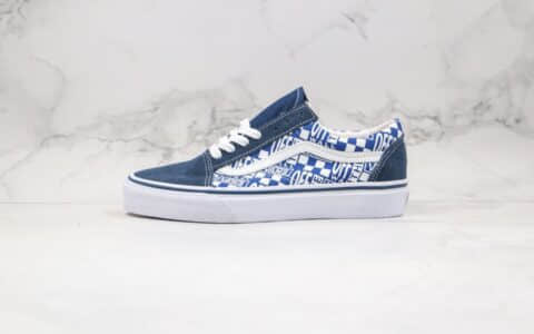 万斯Vans old skool x OFF White联名款公司级版本低帮麂皮黑蓝色硫化板鞋原档案数据开发