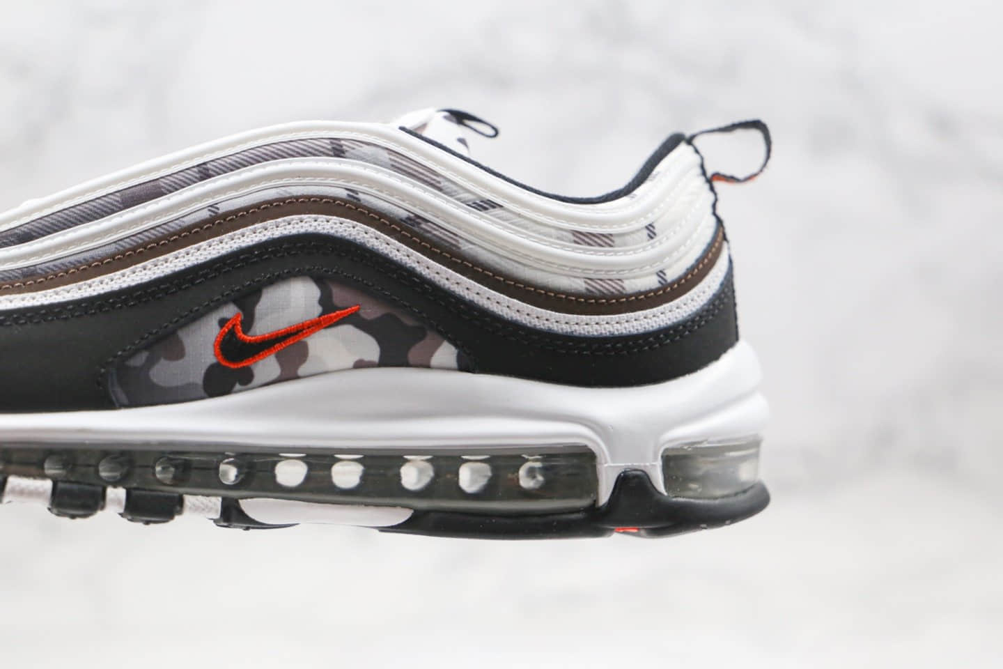 耐克Nike Air Max 97纯原版本子弹气垫鞋Max97黑迷彩格子原楦头纸板打造 货号：DB2017-100