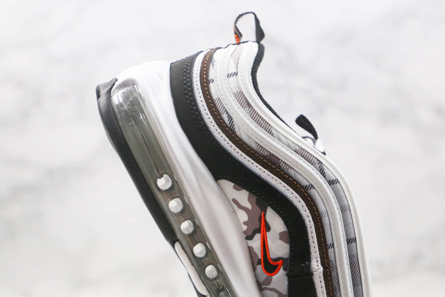 耐克Nike Air Max 97纯原版本子弹气垫鞋Max97黑迷彩格子原楦头纸板打造 货号：DB2017-100