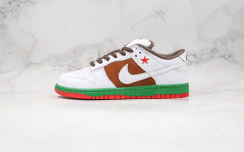 耐克Nike Dunk Low Pro SB CALI纯原版本低帮SB DUNK加州元年限定白棕红绿色板鞋内置后跟Zoom气垫 货号：304292-211