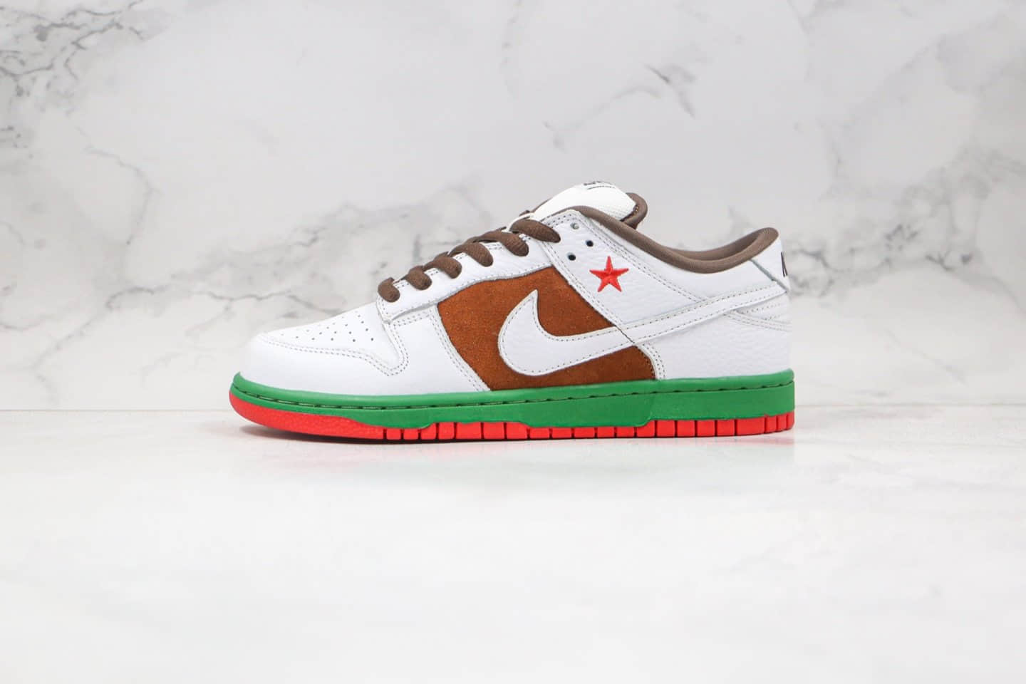 耐克Nike Dunk Low Pro SB CALI纯原版本低帮SB DUNK加州元年限定白棕红绿色板鞋内置后跟Zoom气垫 货号：304292-211