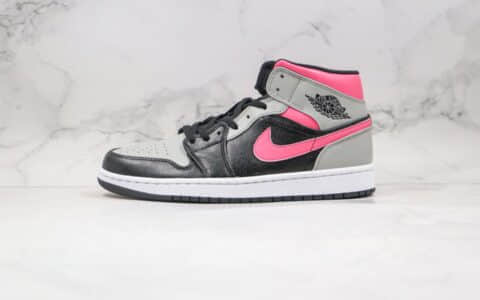 乔丹Air Jordan 1 Mid Pink Shadow纯原版本中帮AJ1黑灰粉色篮球鞋原档案数据开发 货号：554724-059