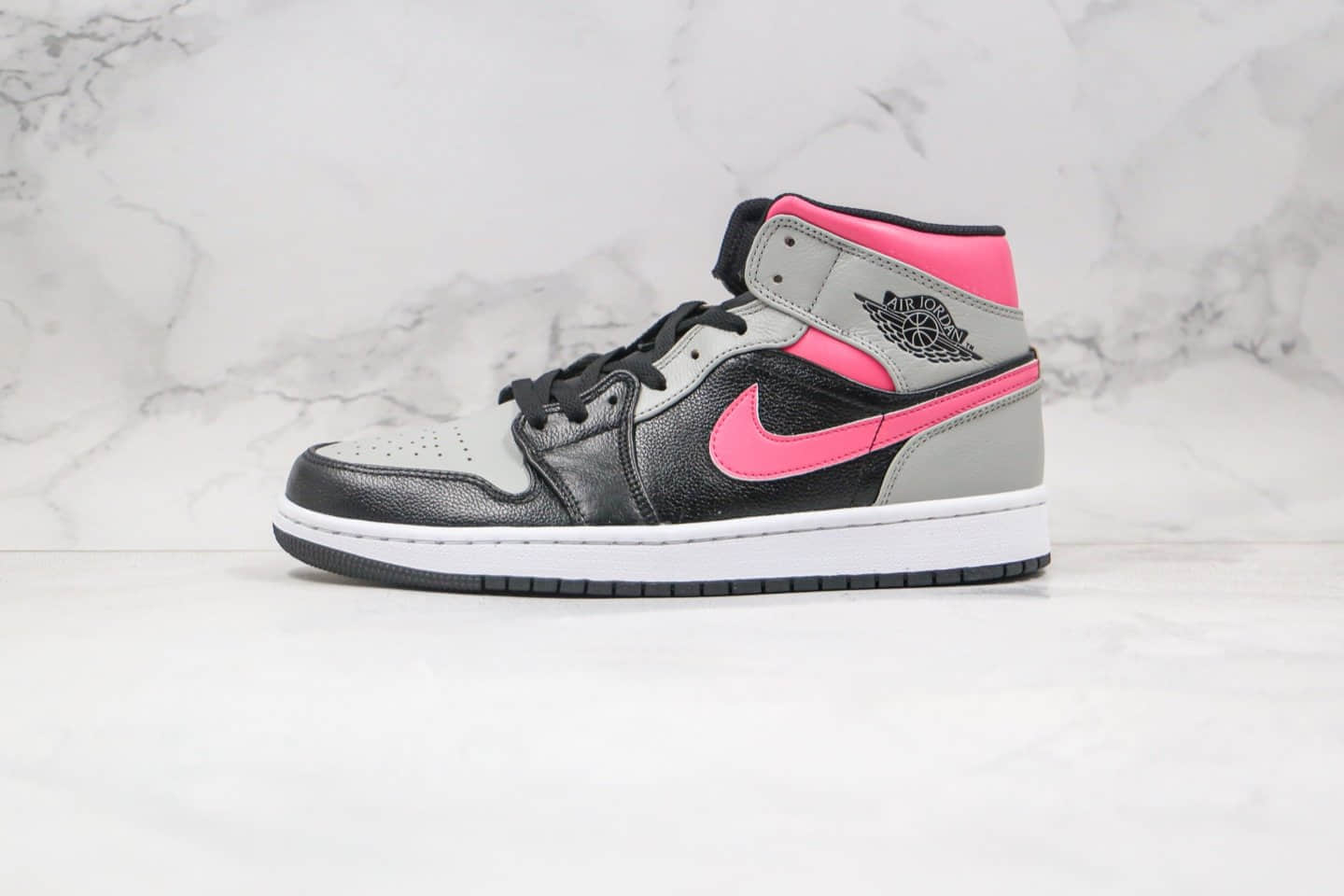 乔丹Air Jordan 1 Mid Pink Shadow纯原版本中帮AJ1黑灰粉色篮球鞋原档案数据开发 货号：554724-059