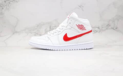 乔丹Air Jordan 1 Mid SE V G-Dragon纯原版本中帮AJ1权志龙同款白红色篮球鞋正确鞋楦开模 货号：BQ6472-106