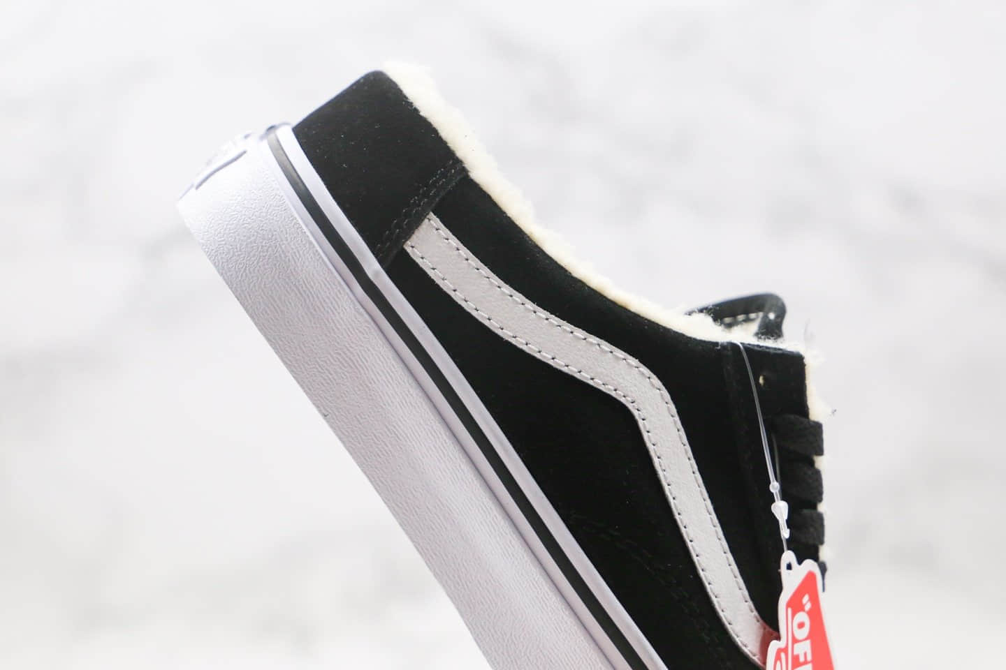 万斯Vans Old Skool公司级版本加绒半拖毛绒拖鞋黑色工艺硫化一比一