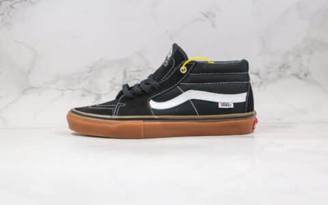 万斯Vans SK8-Mid公司级版本中帮硫化板鞋黑生胶原纸版楦型打造 货号：VN0A36ENMV58