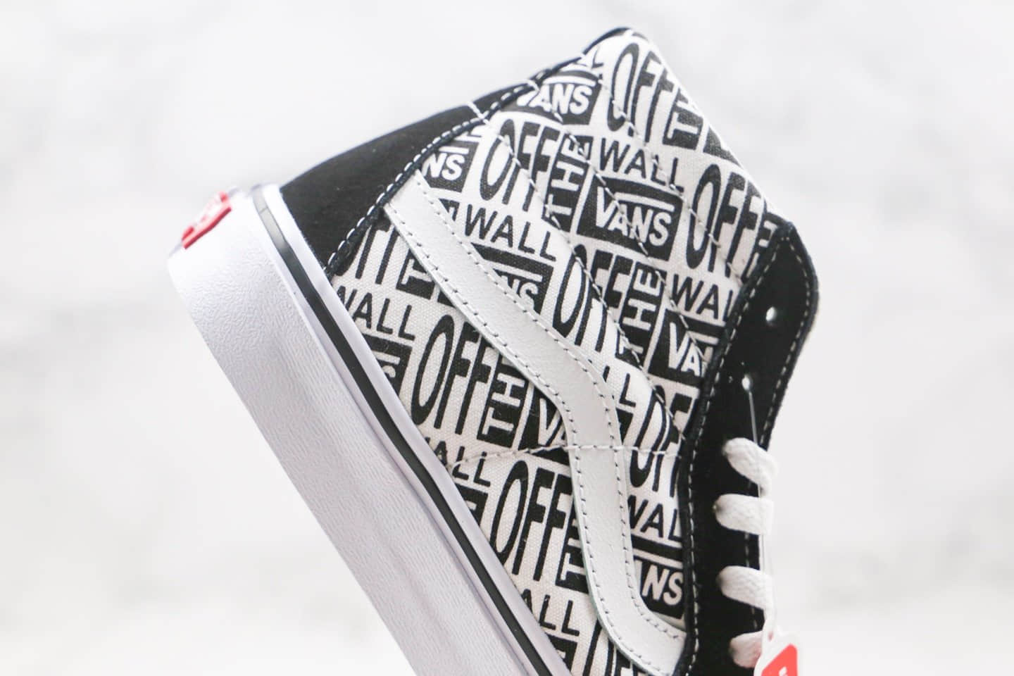 万斯Vans sk8 hi x OFF THE WALL高帮OW联名款公司级版本字母印花黑白色硫化板鞋原档案数据开发