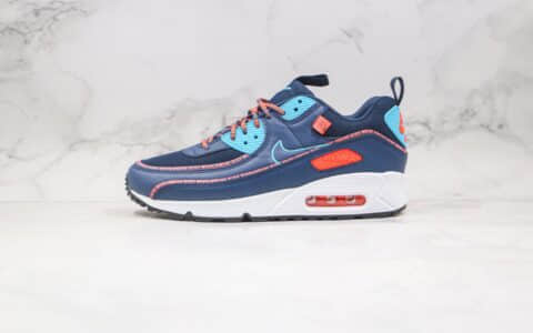 耐克Nike Air Max 90 SE2 GS纯原版本复古气垫慢跑鞋Max90蓝橙色原鞋开模一比一打造 货号：CV7665-004