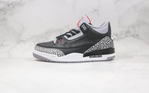 乔丹Air Jordan 3 Retro Black Cement纯原版本爆裂纹黑灰色AJ3黑水泥篮球鞋原档案数据开发 货号：854262-001