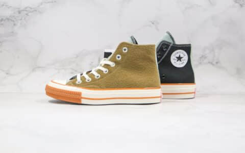 匡威Converse Chuck 70公司级版本高帮哭脸黑绿色拼接硫化板鞋原厂硫化大底 货号：169843C