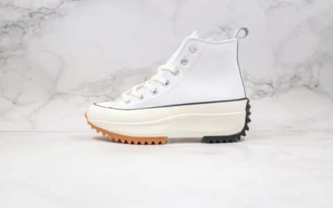 匡威Converse chuck Run Star Hike Hi White Blue Gum x J.W. Anderson联名款公司级版本高帮皮面厚底锯齿皮面白色加绒松糕鞋原盒原标 货号：162255C