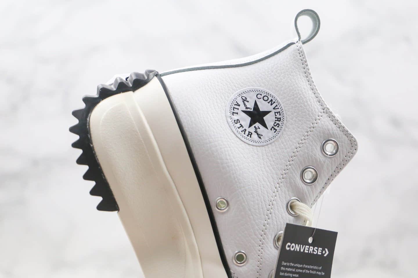 匡威Converse chuck Run Star Hike Hi White Blue Gum x J.W. Anderson联名款公司级版本高帮皮面厚底锯齿皮面白色加绒松糕鞋原盒原标 货号：162255C