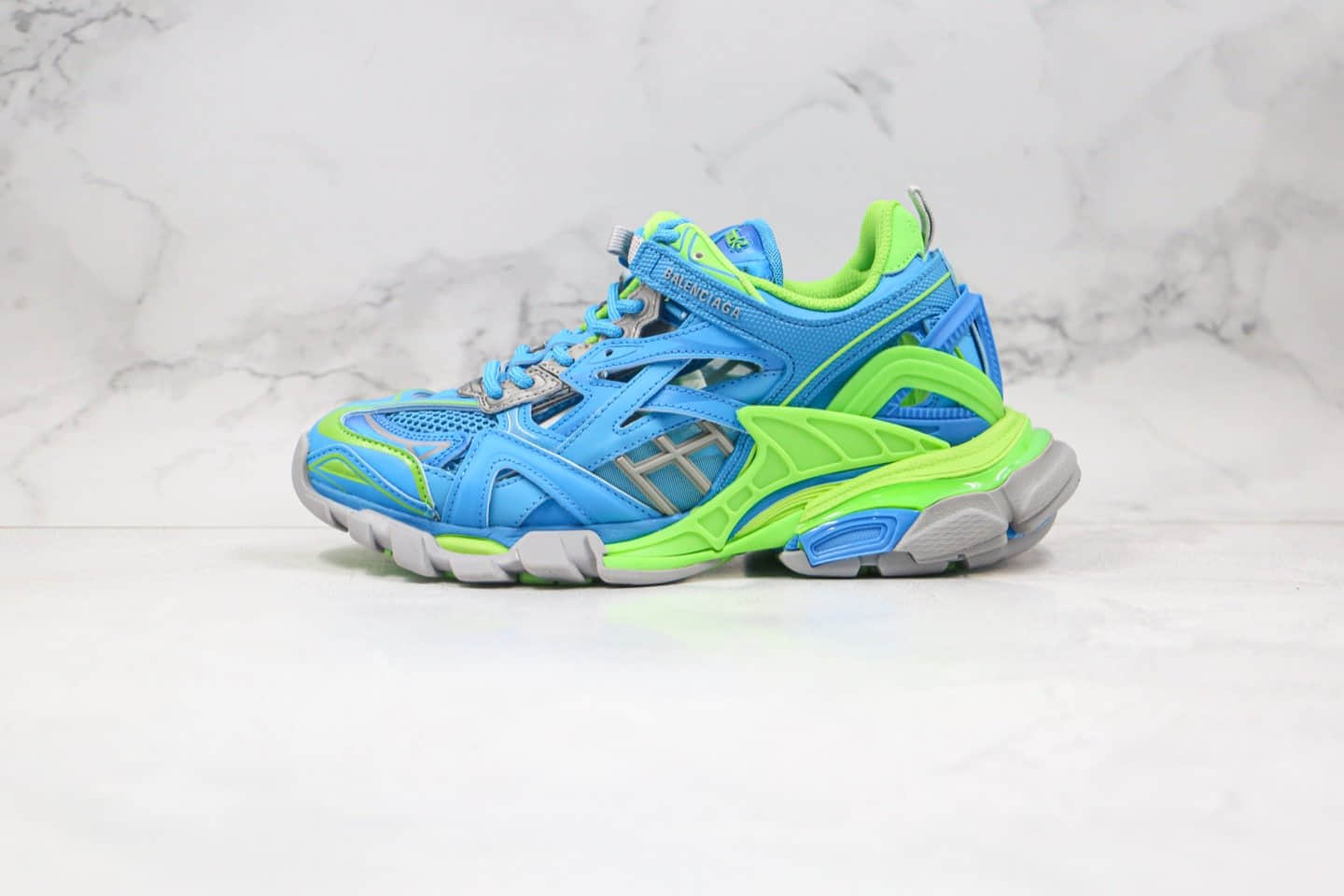 巴黎世家Balenciaga Track 4.0纯原版本四代复古老爹鞋蓝绿色原盒配件齐全