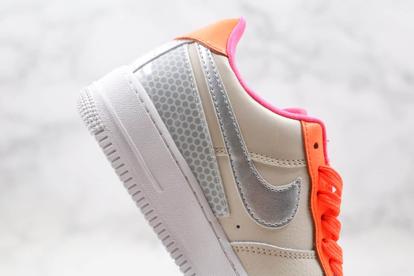 耐克Nike Air Force 1 Premium纯原版本低帮空军一号灰橙银色板鞋内置 