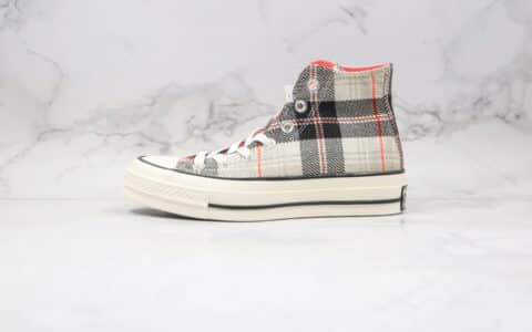 匡威Converse 70s Plaid公司级版本高帮苏格兰格子灰色硫化板鞋原盒原标 货号：166495C