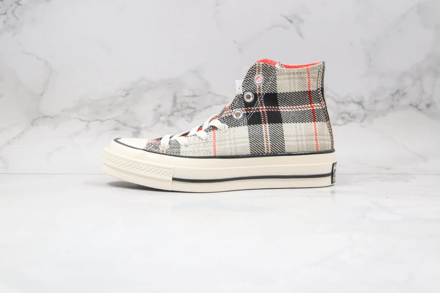 匡威Converse 70s Plaid公司级版本高帮苏格兰格子灰色硫化板鞋原盒原标 货号：166495C