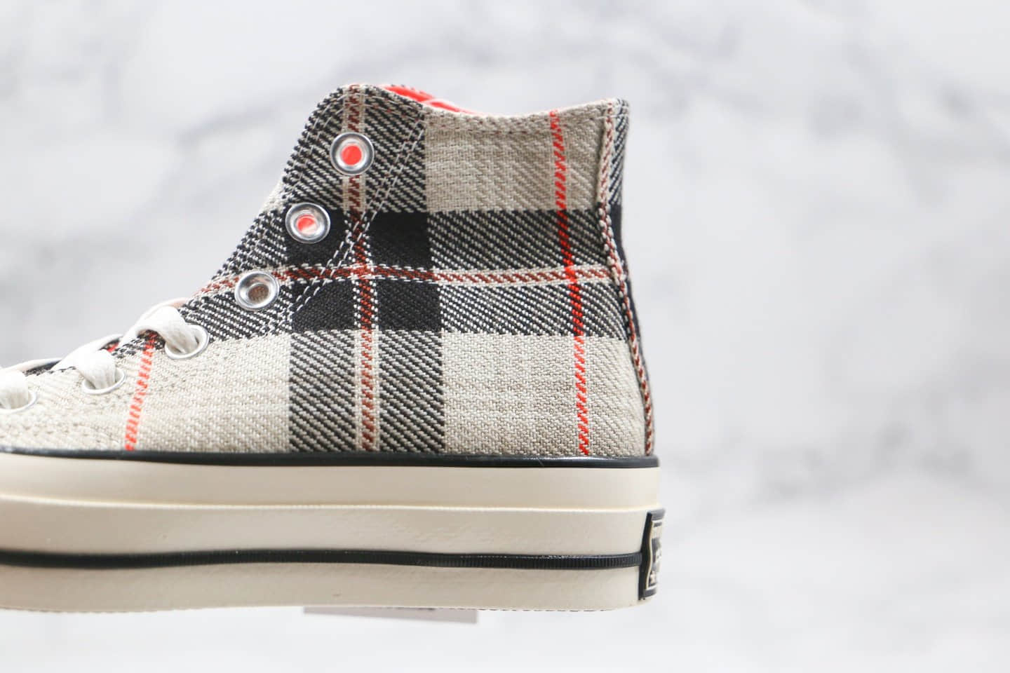 匡威Converse 70s Plaid公司级版本高帮苏格兰格子灰色硫化板鞋原盒原标 货号：166495C