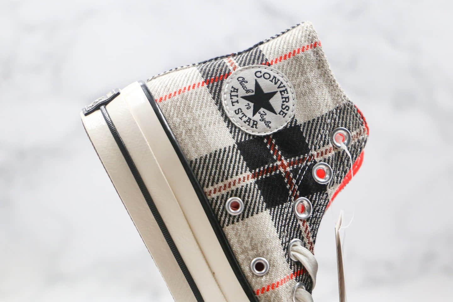 匡威Converse 70s Plaid公司级版本高帮苏格兰格子灰色硫化板鞋原盒原标 货号：166495C