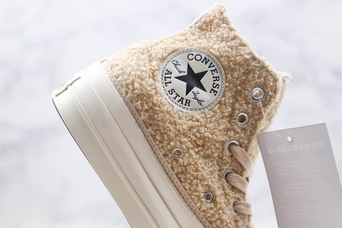 匡威CONVERSE All Star Lift Clean公司级版本厚底加绒高帮奶茶色硫化板鞋原楦头纸板打造 货号：570024C