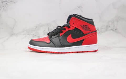 乔丹Air Jordan 1 Mid Bred纯原版本中帮AJ1黑红小禁穿原档案数据开发 货号：554724-074